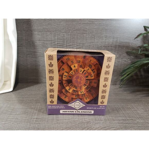 TRUE GENIUS MAYAN CALENDAR WOOD BRAINTEASER PUZZLE - Picture 1 of 5